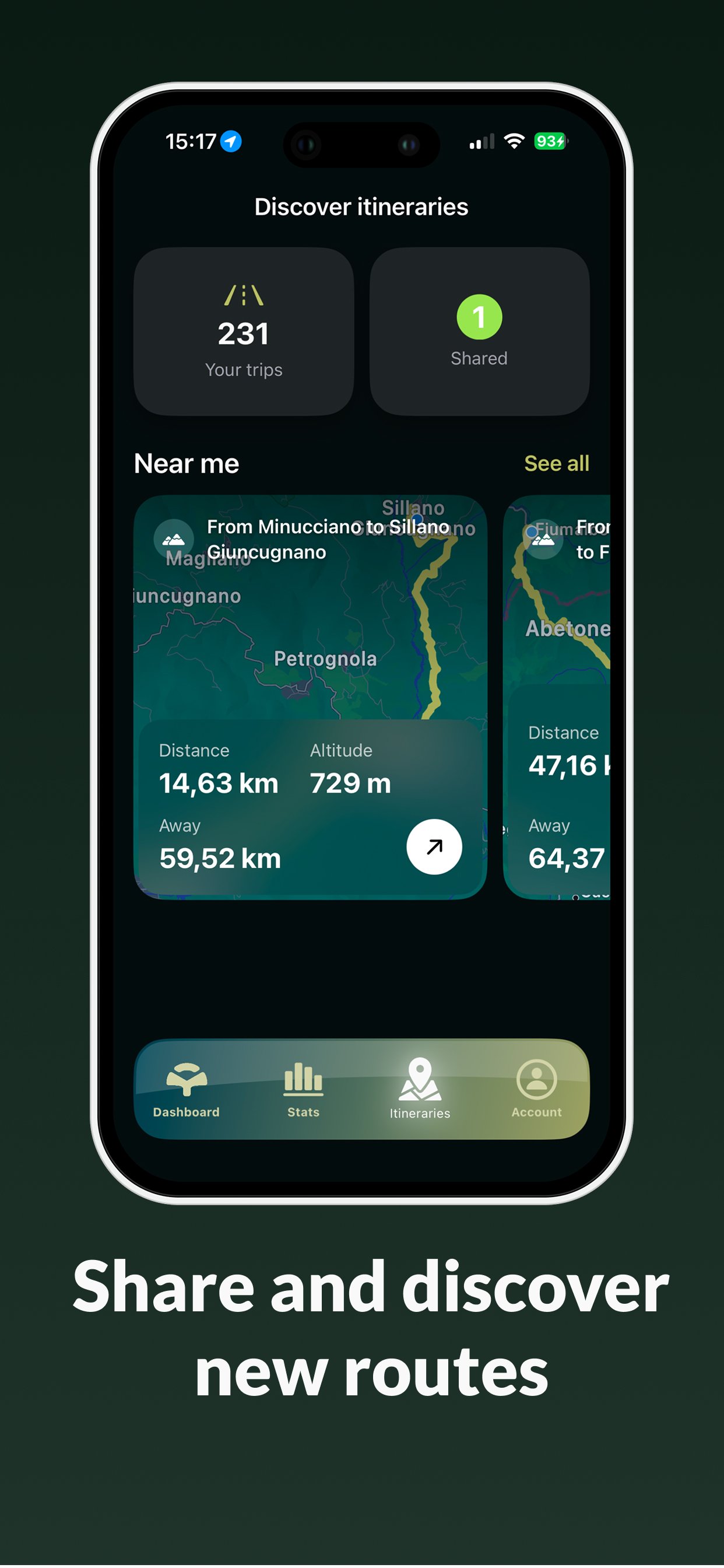 RideLog discover routes near me map view